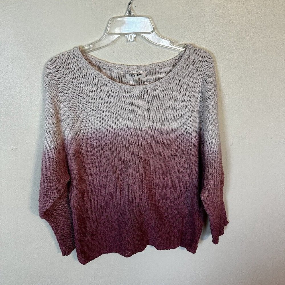 Review Never Established Pink O Neck Sweater Size Medium Open Knit Cotton